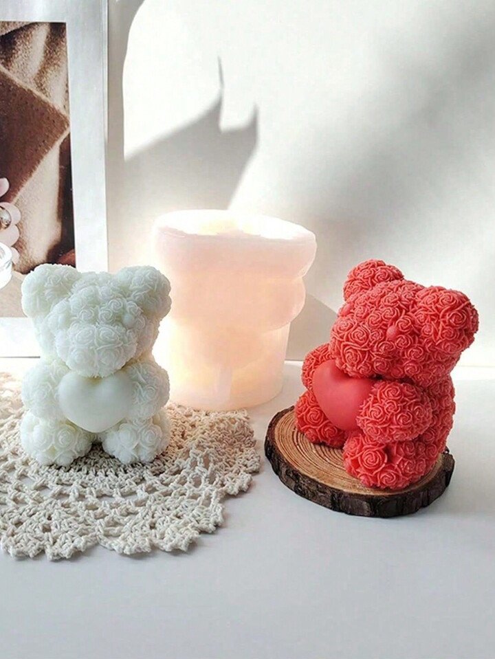 قالب سيليكون شمعة دب الورد ثلاثي الأبعاد، هدية عيد الحب، هدية المرأة، هدية عيد ميلاد، هدية الأم، هدية الفتاة، هدية زفاف وعرض، قالب سيليكون عجينة الراتنج لعناق دب الورد
