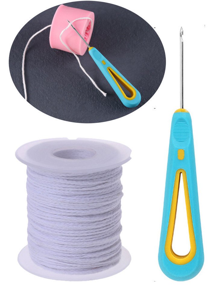 طقم واحد رول فتيل لصناعة الشموع & إبرة