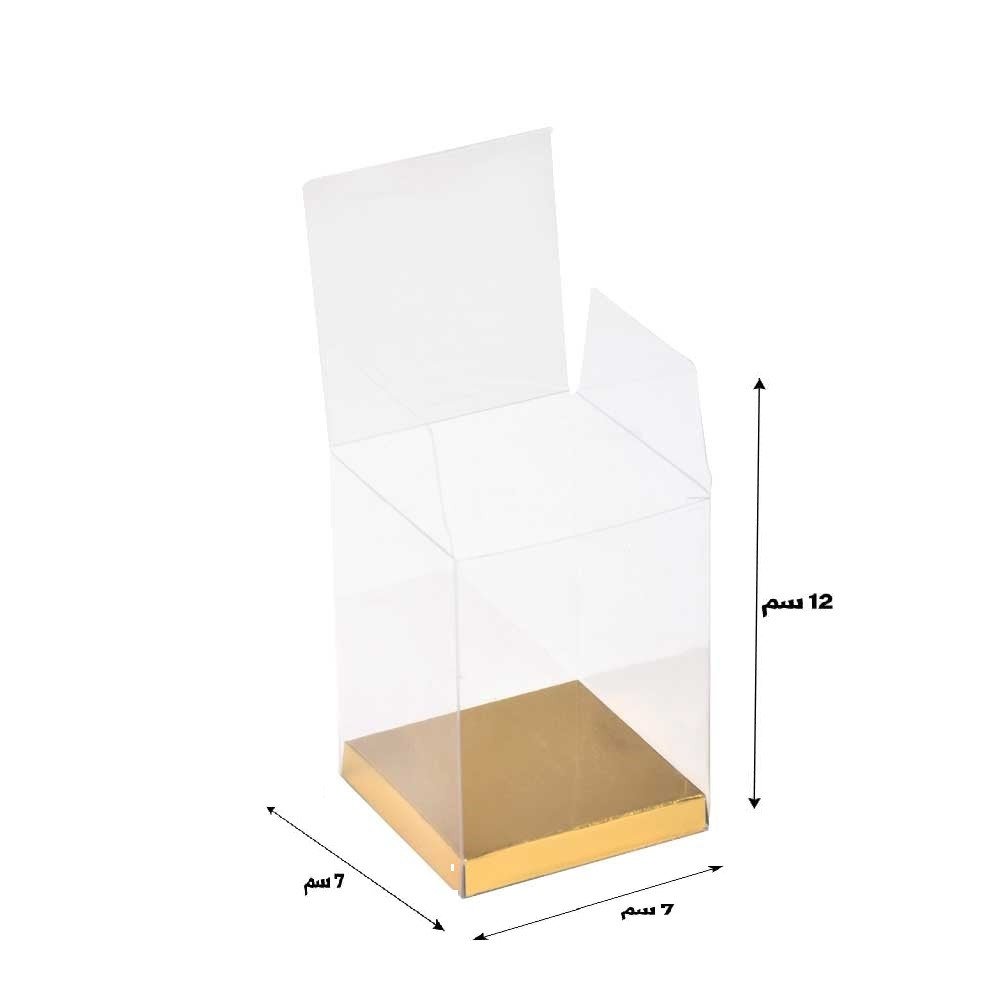 مجموعة علب (12) علبة بلاستكية بقاعدة ذهبية وفضية 7*7*12سم