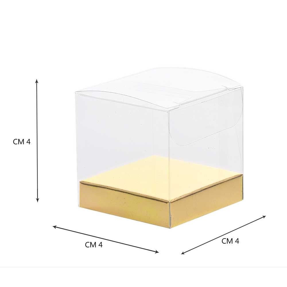 مجموعة علب (12) علبة بلاستكية بقاعدة ذهبية وفضية 4*4*4سم
