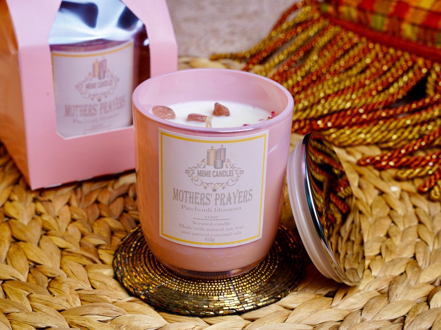 جرة شمع دعاء الآمهات برائحة باتشولي بلوسم