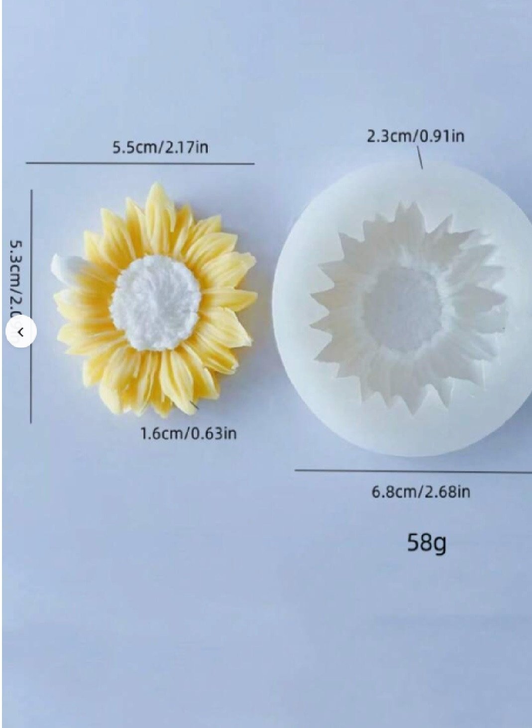 قالب سيليكون لصنع شموع معطرة بتصميمات أزهار الشمس والوردة والغاردينيا